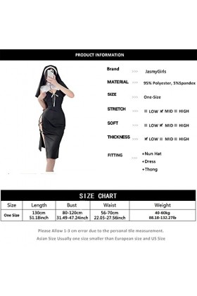 JasmyGirls Costume de nonne sexy pour cosplay - Costume de nonne coquine - Jeu de rôle - Costume dHalloween gothique avec fe