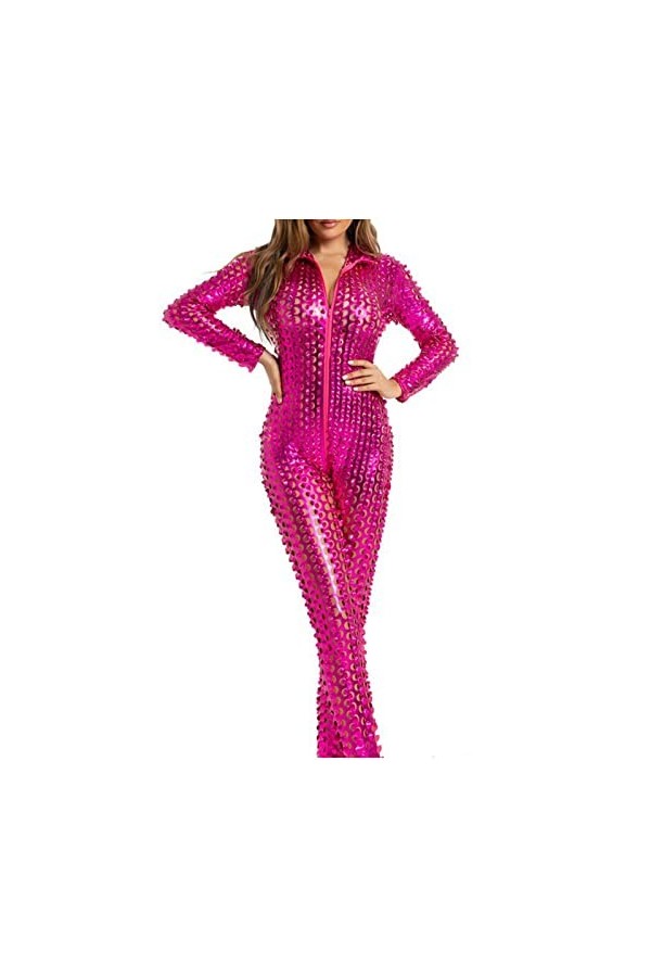 WERVOT Vêtements de Jeu de boîte de Nuit en Cuir laqué Sexy pour Femmes Vêtements érotiques Lingerie Sexy Entrejambe