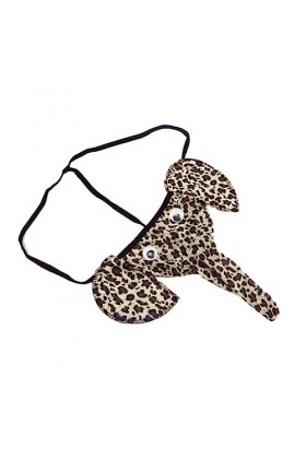 MENGQING String sexy pour homme - Éléphant - Pour le nez - Élastique - String - String sexy - Sous-vêtements - Léopard - Tail