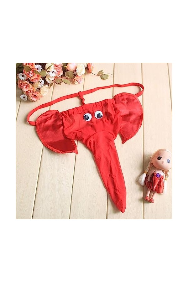 MENGQING String sexy pour homme - Éléphant - Pour le nez - Élastique - String - String sexy - Sous-vêtements - Léopard - Tail