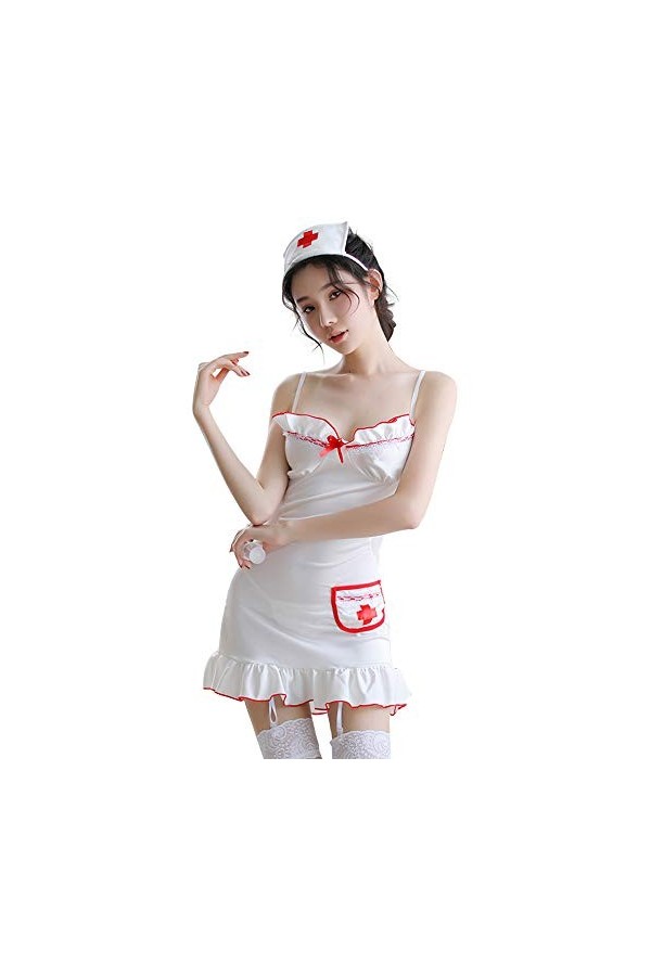 SINMIUANIME Lingerie sexy pour femme - Uniforme dinfirmière - Costume de cosplay pour adulte 7982white 
