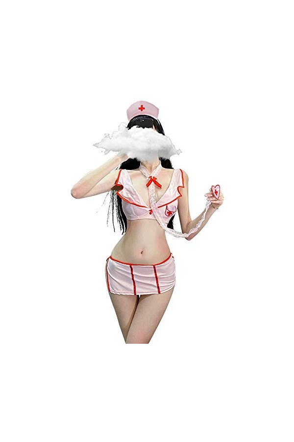 SINMIUANIME Lingerie sexy pour femme - Uniforme dinfirmière - Costume de cosplay pour adulte 7982white 