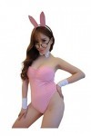 SINGUYUN Costume de lapin sexy pour femme - Body une pièce - Cosplay - Vêtements de fête 2167 rose 