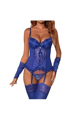 Lingerie Ensemble Femme, Ensemble de Lingerie pour Femme Résille Lingerie Sexy Vêtements de Nuit Bodystockings Robe Transpare