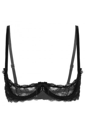 Lingerie Sexy Hot Chaude Soutien-Gorge Débardeur en Dentelle Lingerie Soutien-Gorge Spaghetti Ajustable,Noir,S