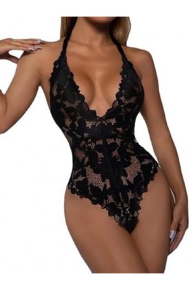 ZTIANEF NoëlSexy Noir Sentier Strappy Mesh Combinaison Lingerie érotique, Noir, S