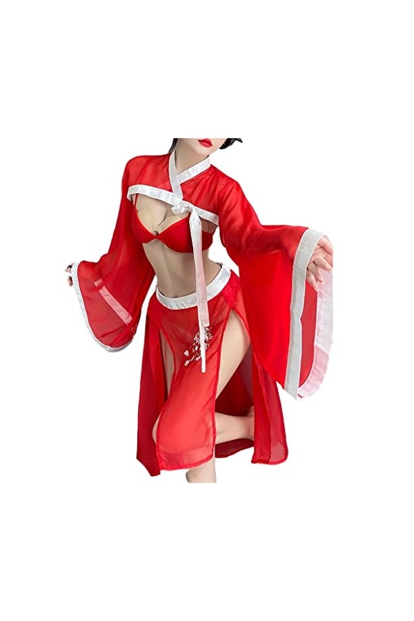 Costume sexy asiatique pour jeux de rôle Hanfu Cheongsam pour femme - Costume de cosplay 89 Rouge 