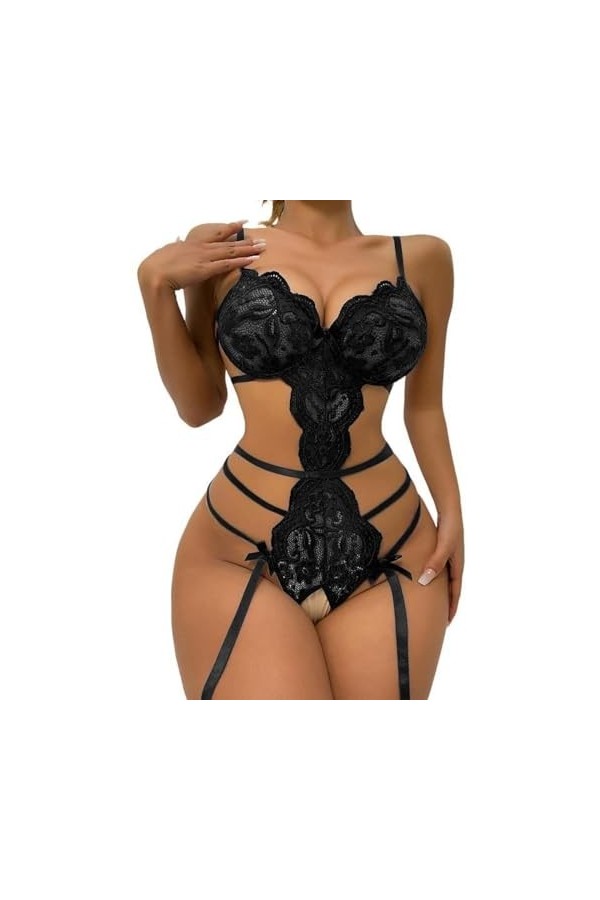 ZTIANEF Tissu en mailleSexy Pyjama Transparent érotique romber, Noir, 3XL