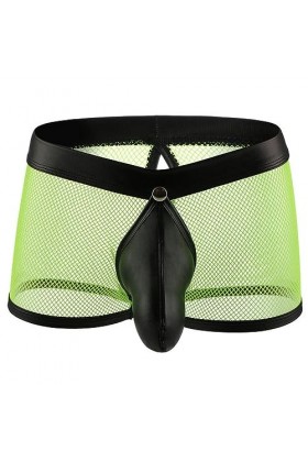 WEITING Boxer en Maille résille pour Hommes, Culotte Sexy, Dos Ouvert Devant, Culotte Transparente détachable, Pantalon de Pr