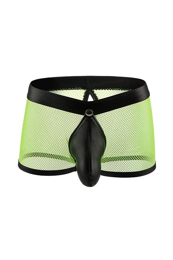 WEITING Boxer en Maille résille pour Hommes, Culotte Sexy, Dos Ouvert Devant, Culotte Transparente détachable, Pantalon de Pr