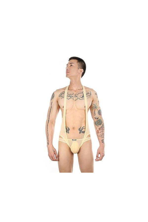 Body Sexy pour Hommes Jockstrap Bodywear sous-vêtements Lutte Singlet Justaucorps Combinaisons Jarretelles Tongs Ensemble-Har