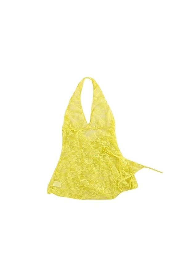 ZTIANEF Plus Grande tailleBretelle Sexy pour Femmes romber érotique, Jaune, S