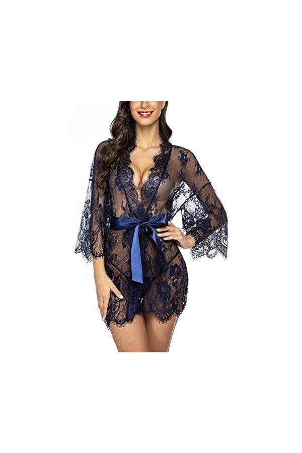 Plus Grande taillePeignoir Sexy Femme Lingerie érotique Pyjama en Maille, 6, S