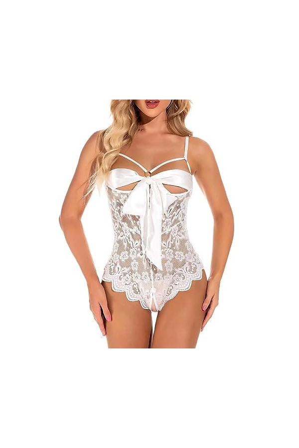 ZTIANEF Ouvrir lentrejambeSexy Transparent Transparent Uniforme Ouvert Entrejambe Ouvert Poitrine exposée romuse érotique, B