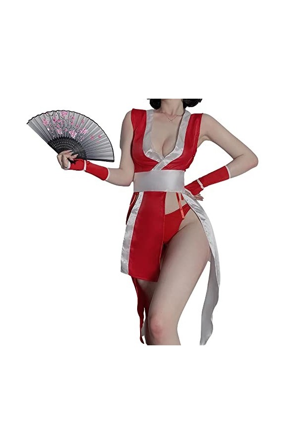 SINROYEE Costume sexy de cosplay Cheongsam - Robe fendue haute - Pyjama chinois Hanfu pour femme violet clair 2 