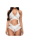 MiniEnsemble de Pyjama de Lingerie érotique Transparente Sexy Transparent pour Femmes, Blanc, 4XL