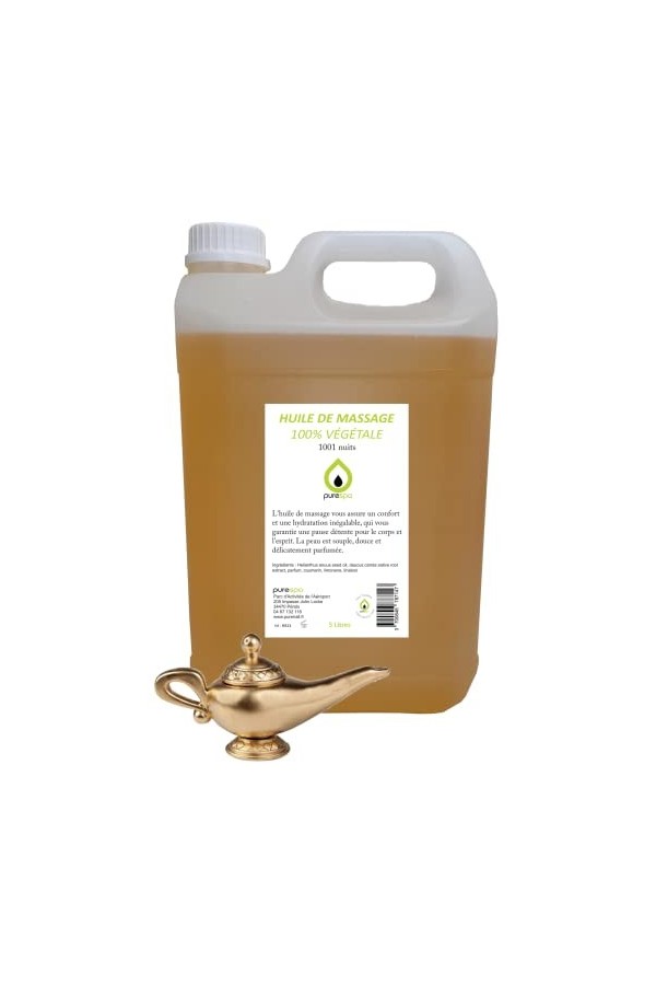 Purespa Huile de Massage végétale parfumée - 100% Massage Naturelle exotique Oranger, 5 Litres 
