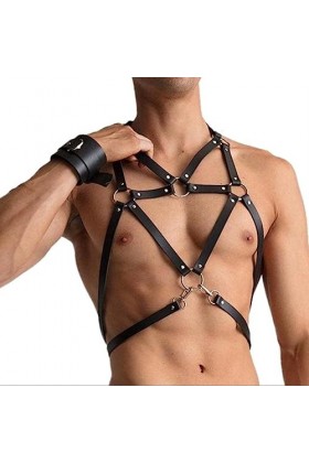 VOIV Hommes Sexy PU Cuir Harnais Mâle Lingerie Réglable Corps Sexuel Punk Style Ceintures pour Adulte