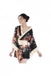 FSONA Robe Kimono Japonaise Sexy pour Femme Rétro Geisha Anime Costume Cosplay Outift, Noir, taille unique