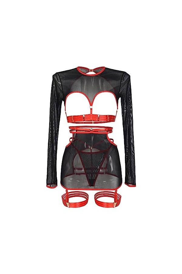 Lingerie Femme Sexy Ensemble Homme Sexy Hot y27k Ensemble de 5 pièces de lingerie amusante pour femmes, haut à manches longue