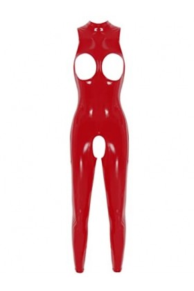 YUUMIN Combinaison Cuir Verni Sexy Femme Erotique Bodysuit Seins Nu Ouvert Entrejambe Lingerie Wetlook Vêtement De Nuit Tenue