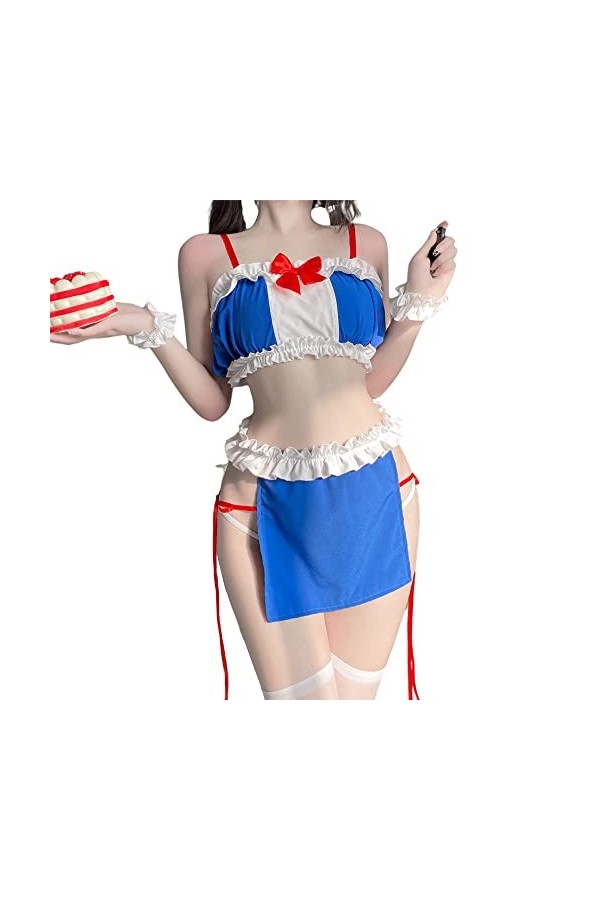 Temptshow Femmes Cosplay Sexy Soubrette Sous-vêtements Japonais Lolita Anime Babydoll Naughty Cute Pyjamas Noir Blanc 