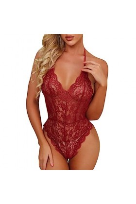SHANHE Body Sexy Femme Lingerie Lingerie Sexy Body en Dentelle Dames Costume Sexy Pyjama Femme-Noir,M