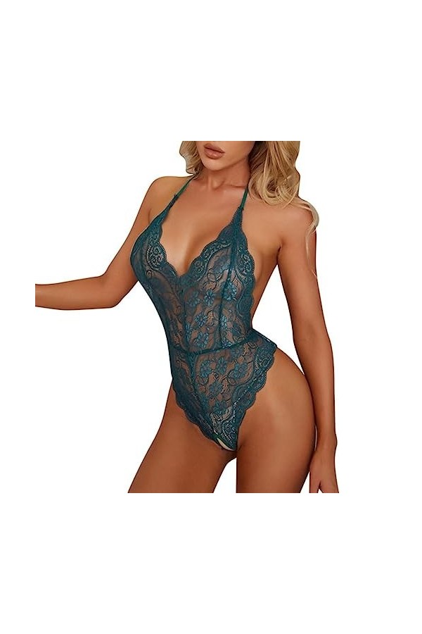 SHANHE Body Sexy Femme Lingerie Lingerie Sexy Body en Dentelle Dames Costume Sexy Pyjama Femme-Noir,M