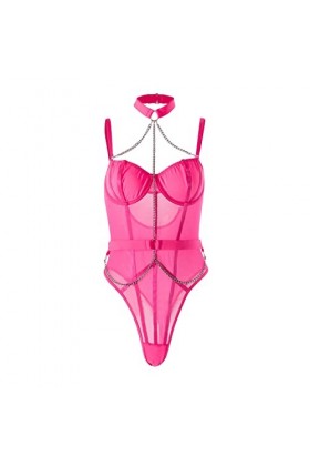 Viunychn Ensemble de lingerie sexy pour femme - Dentelle push-up - Rouge - Dentelle florale - Lingerie sexy pour femme - Ling