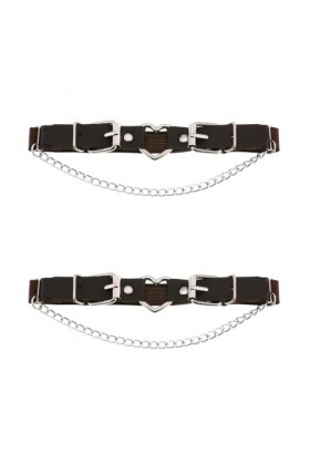 DOKLY Lot de 2 porte-jarretelles élastiques en cuir style punk en forme de cœur pour femme