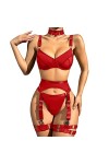 Ensemble de Lingerie Sexy Jarretière avec Porte Jarretelles ne Pièce Découpée Bodysuit Vetements Cuisse Jarretière Nuisette d