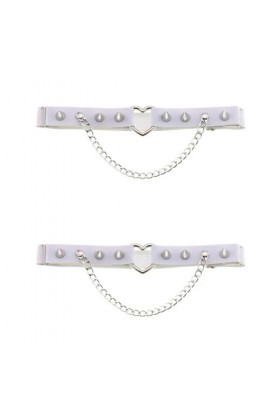 DOKLY Lot de 2 porte-jarretelles élastiques en cuir punk en forme de cœur pour femme