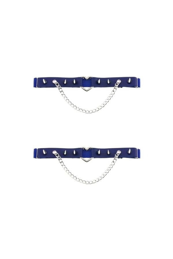 DOKLY Lot de 2 porte-jarretelles élastiques en cuir punk en forme de cœur pour femme