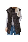 Gefomuofe Gilet matelassé pour femme - Veste dhiver - Veste dhiver - Couleur unie - Fermeture éclair - Grande taille - Mate