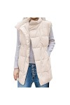 Gefomuofe Gilet matelassé pour femme - Veste dhiver - Veste dhiver - Couleur unie - Fermeture éclair - Grande taille - Mate