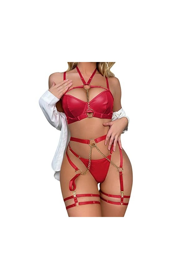 Kwatieh Soutien Gorge Sport Femme - Femme Bustier Sexy Sexy Pyjamas en Satin Costume Cosplay Lingerie Femme Sexy Chic Pyjama 