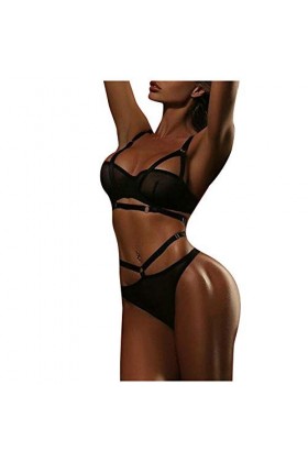 Vêtements De Nuit Femme Dentelle sous-Vetements 2 Pièce Lingerie Sexy Ensemble Erotique Ensemble Soutien Gorge et String Sexy