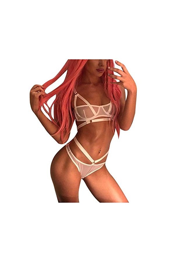 Vêtements De Nuit Femme Dentelle sous-Vetements 2 Pièce Lingerie Sexy Ensemble Erotique Ensemble Soutien Gorge et String Sexy