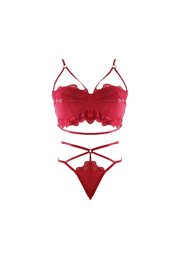 Femme Ensemble Soutien Gorge et String Dentelle sous-Vetements Erotique Vêtements De Nuit Sexy Lingerie Sexy Ensemble 2 Pièce