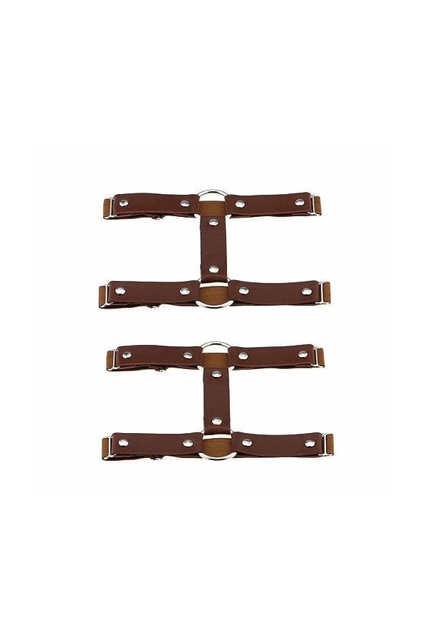 SHTGOI Lot de 2 jarretières en cuir élastiques pour cuisses punk - Avec clips - Pour femme et fille - Café clair