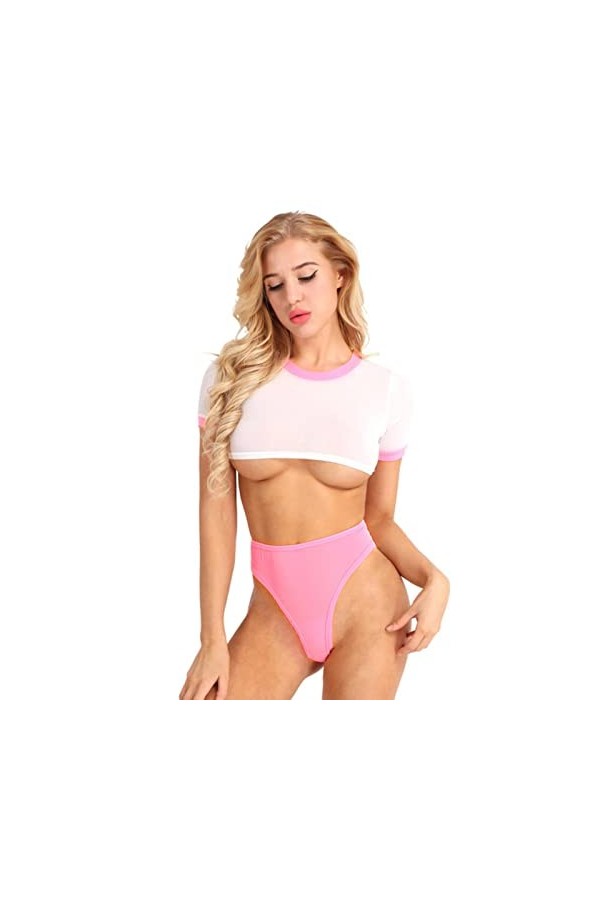 Body Lingerie Set Femmes Japanese School Girl Uniform Outfit Club Cosplay Costume Mini Top + Crotchless Briefs Hot Nightwear-