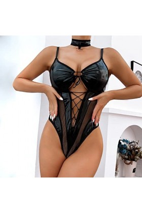 Lingerie en latex pour femme - Sexy - En maille noire - Transparent - Sexy - Lingerie sexy - Sous-vêtements sexy - Sous-vêtem