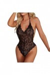SHANHE Body Sexy Femmes Lingerie Sexy Lingerie Dentelle Body Dames Costume Sexy Pyjama Femme-Noir,XL