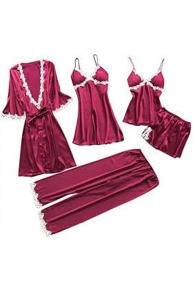 LDadgf Ensemble de 5 pièces avec jarretière et jarretière en dentelle pour femme - Taille L