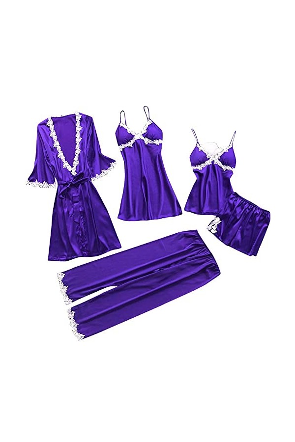 LDadgf Ensemble de 5 pièces avec jarretière et jarretière en dentelle pour femme - Taille L