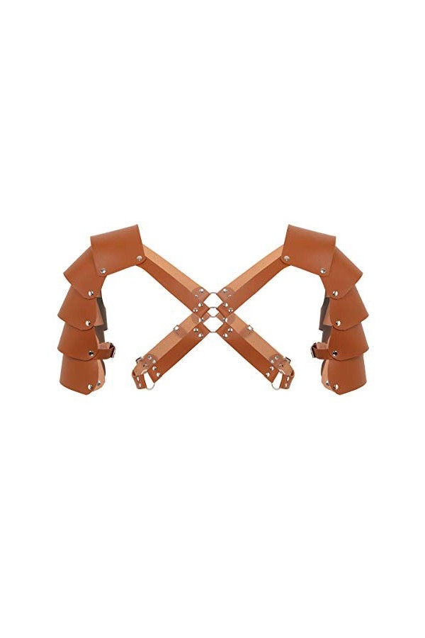 Harnais en cuir synthétique pour homme - Ceinture de poitrine - Armures dépaule - Mascarade - Cosplay - Accessoire de déguis