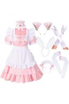 Irtysh Costume kawaii de lanime français pour fille – Robe de costumade avec oreilles de chat en fourrure, gants et chausset