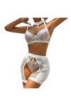 Mode féminine Pure Color Bandage Mesh Splicing sous-vêtements Sexy avec des Anneaux de Jambe sous-vêtements Sexy Longue Désha