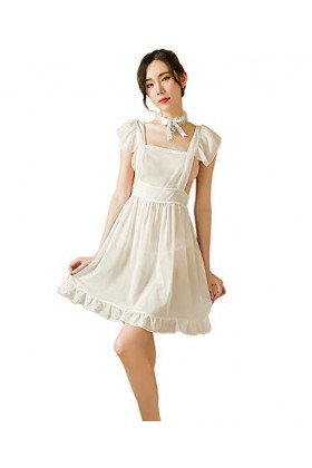 Ensemble de lingerie sexy de soubrette pour femme - Blanc