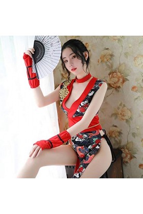 RONGYEE Vêtements Lingerie Cheongsam Costume Nuisette Anime Style Chinois - Rouge - Taille Unique